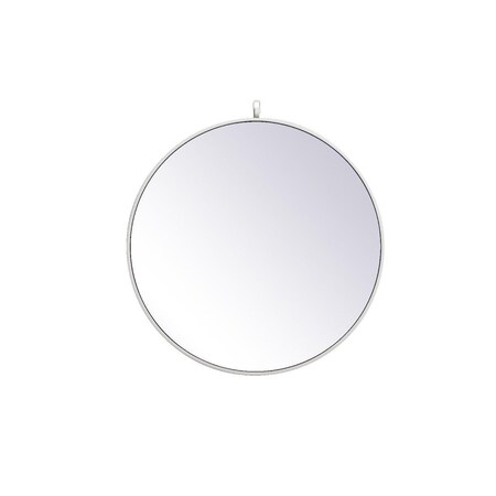 Blueprints 28 in. Metal Frame Round Mirror with Decorative Hook White BL2960178